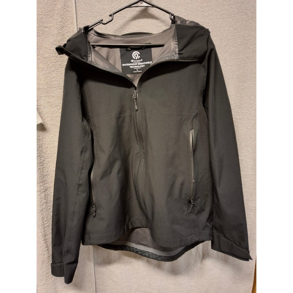 Champion C9 Mens Waterproof Breathable Hooded Rain Jacket Black Size L.  B2